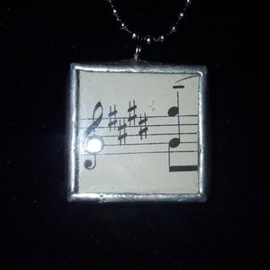 Square pendant with musical notes